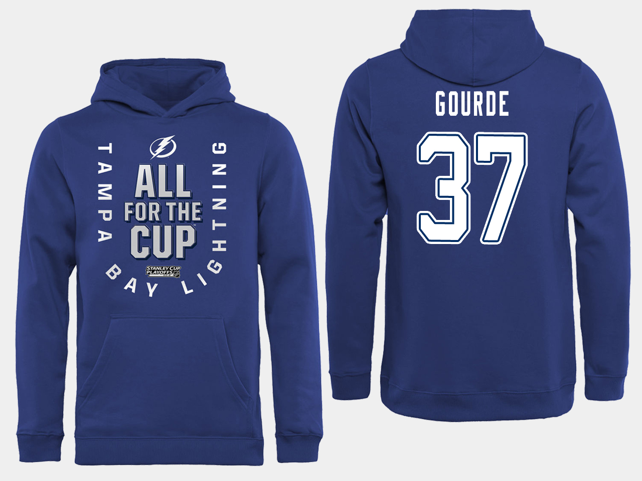 NHL Men adidas Tampa Bay Lightning #37 Gourde blue All for the Cup Hoodie->tampa bay lightning->NHL Jersey